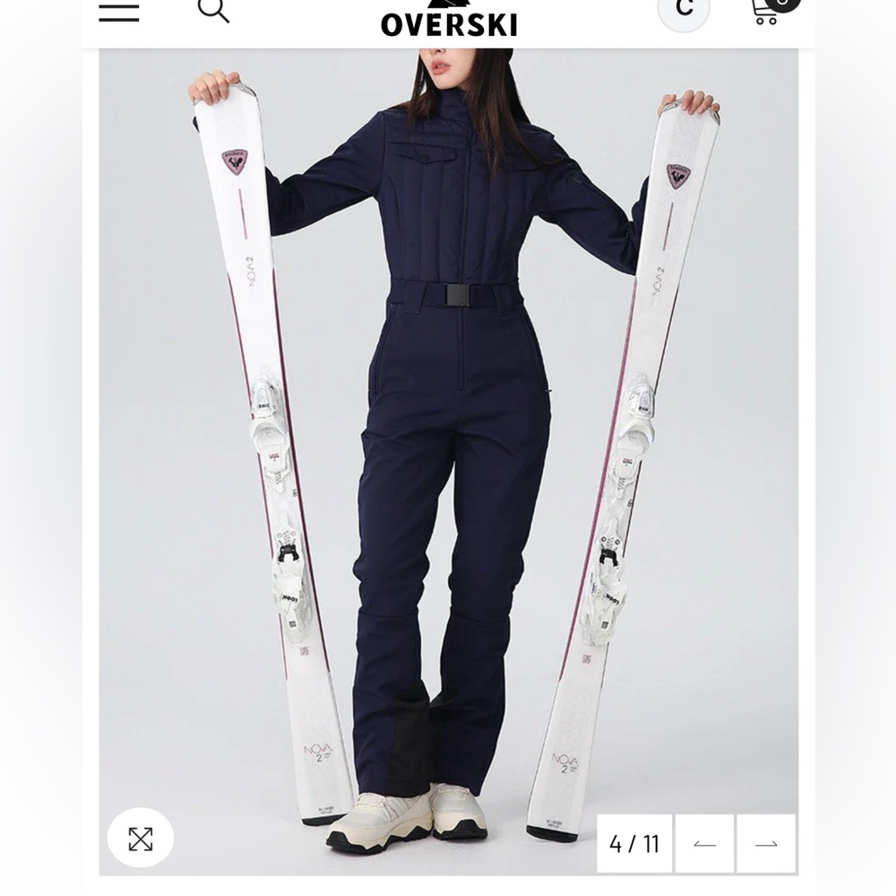 Navy Blue one piece ski suit